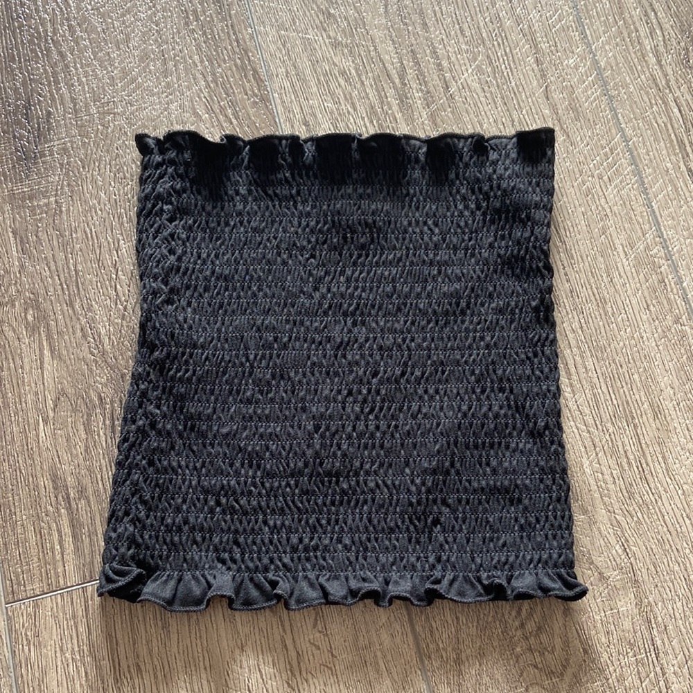 Black smocked tube top
